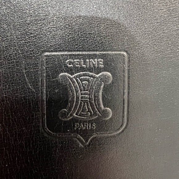 CELINE Black & Gold Leather Embossed Signature Macadam Design Slim Long Wallet - Picture 4 of 14